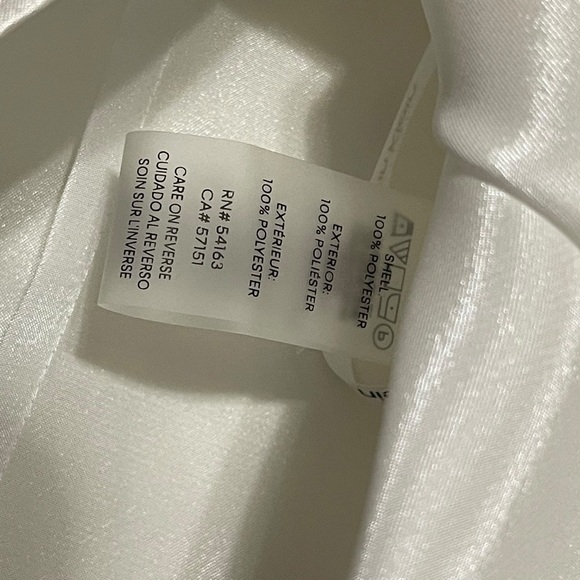 Calvin Klein Satin Surplice V-Neck Long Blouson Sleeve Cross White Blouse L - Picture 11 of 12